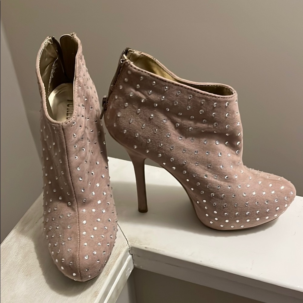 F21 Rhinestone Blush Ankle Boots